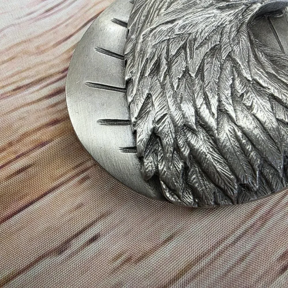 Vintage 1987 Siskiyou Buckle Co Bald Eagle Belt Buckle USA American Bird Steel